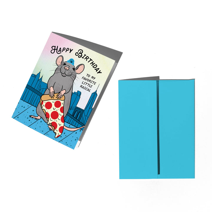 Pizza Rat Birthday Card: Clear sleeve