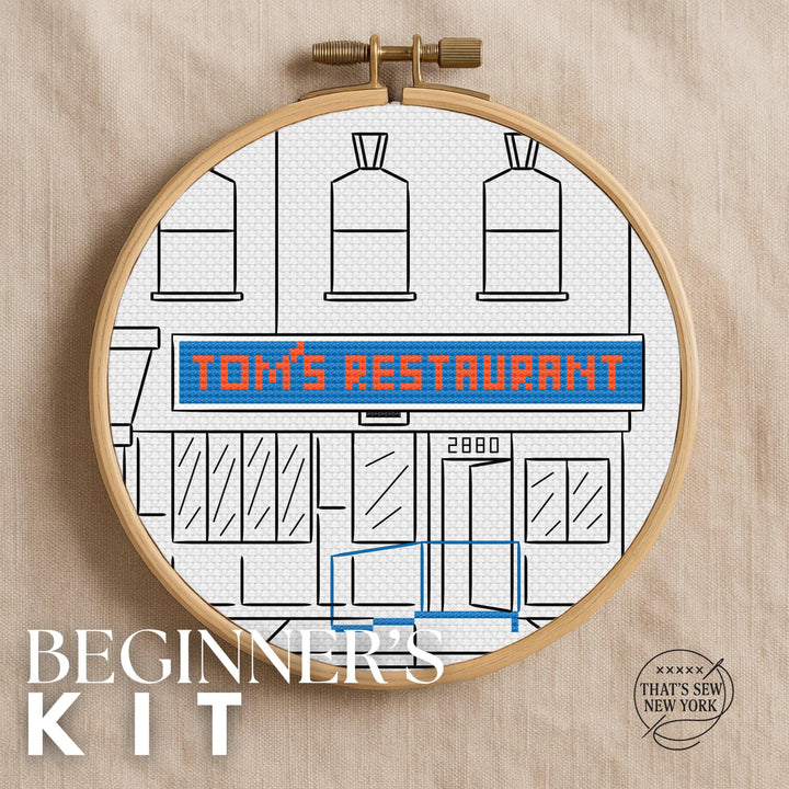Tom’s Restaurant Storefront Cross Stitch Kit