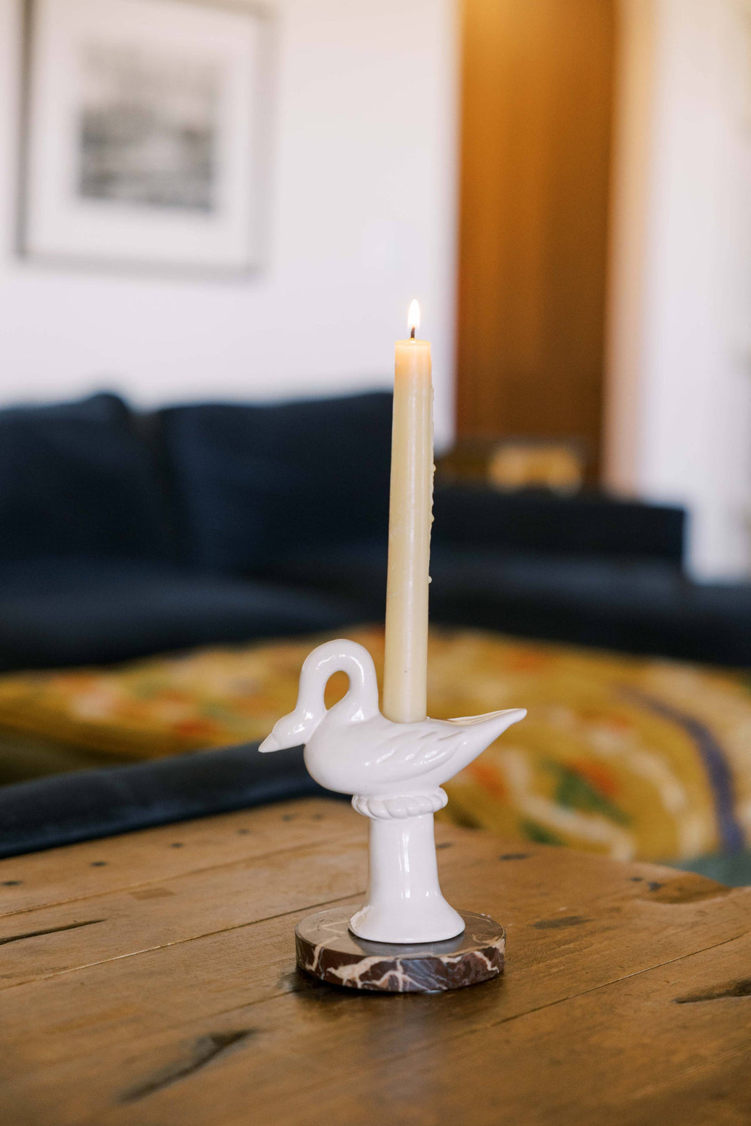 Nordic Swan Candlestick Holder: Cream
