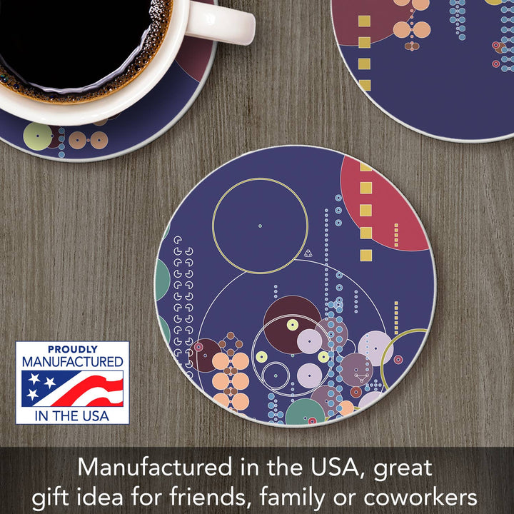 FLW "Midway Mural" 4 Pack Round Stone Coasters 4.25"