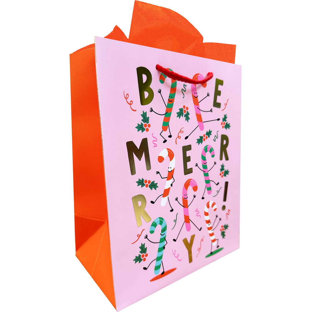 Be Merry Candy Cane Gift Bag