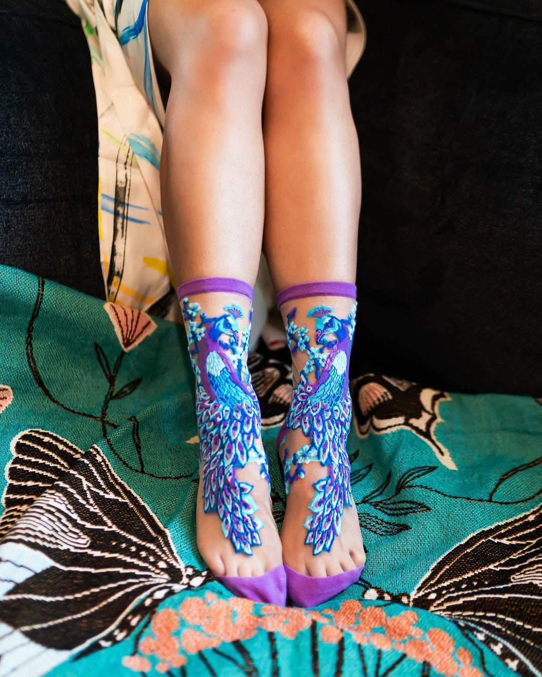 Aquamarine Peacock Sheer Sock