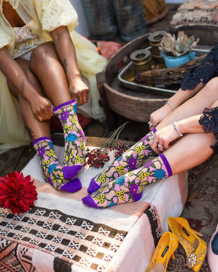 Stain Glass Floral Sheer Sock