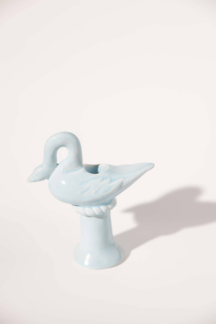 Nordic Swan Candlestick Holder: Blue