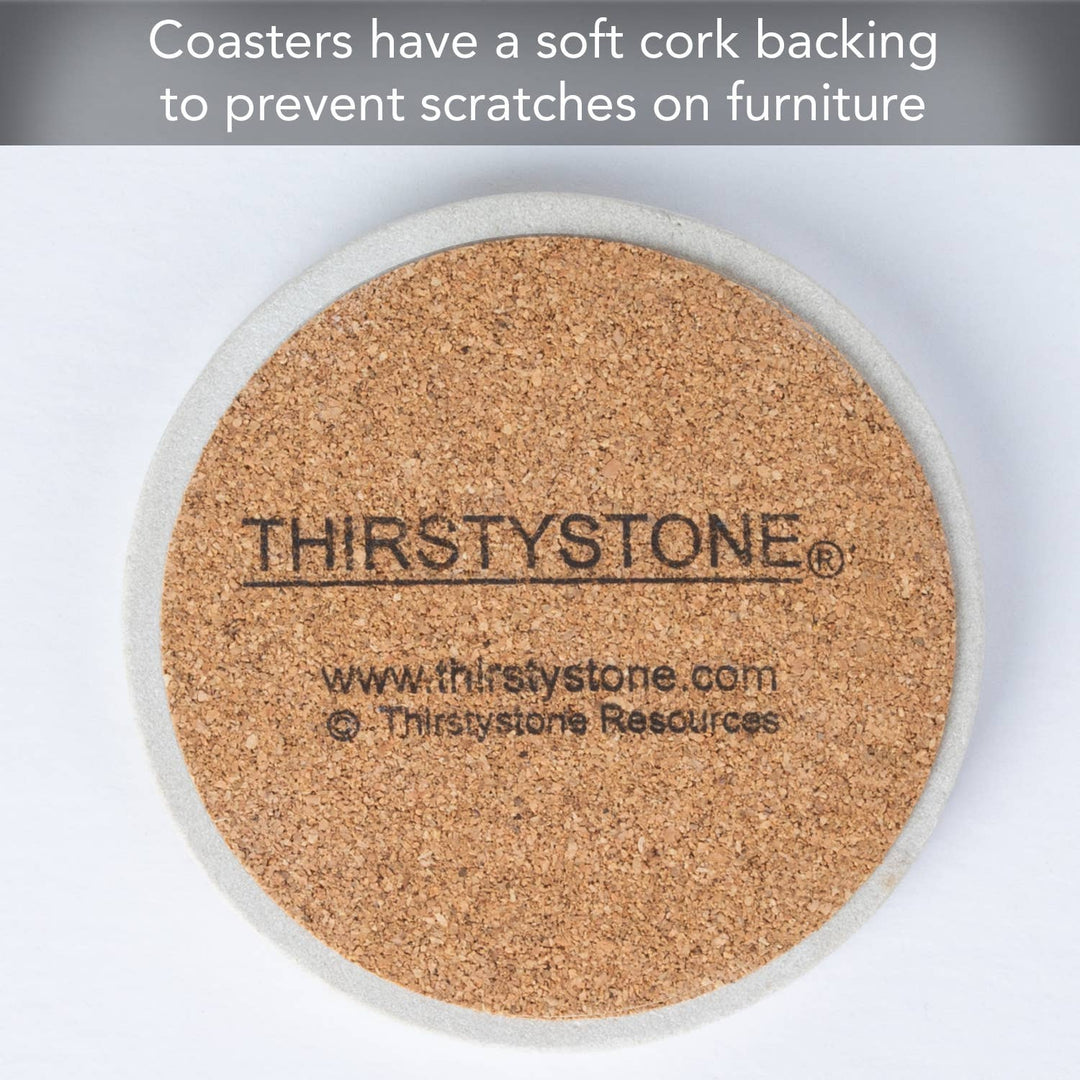 "Ferns" 4pk Round Natural Sandstone Coaster