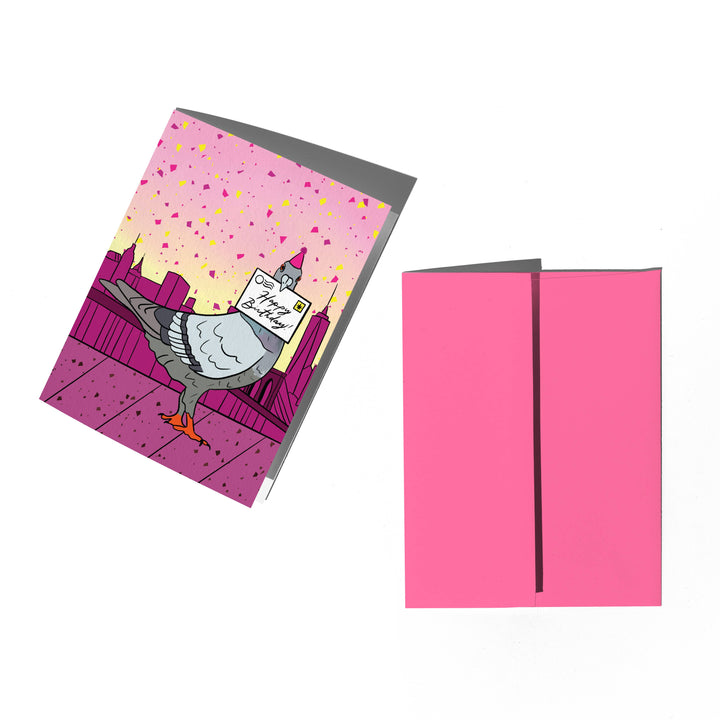 New York Pigeon Birthday Card: Clear sleeve