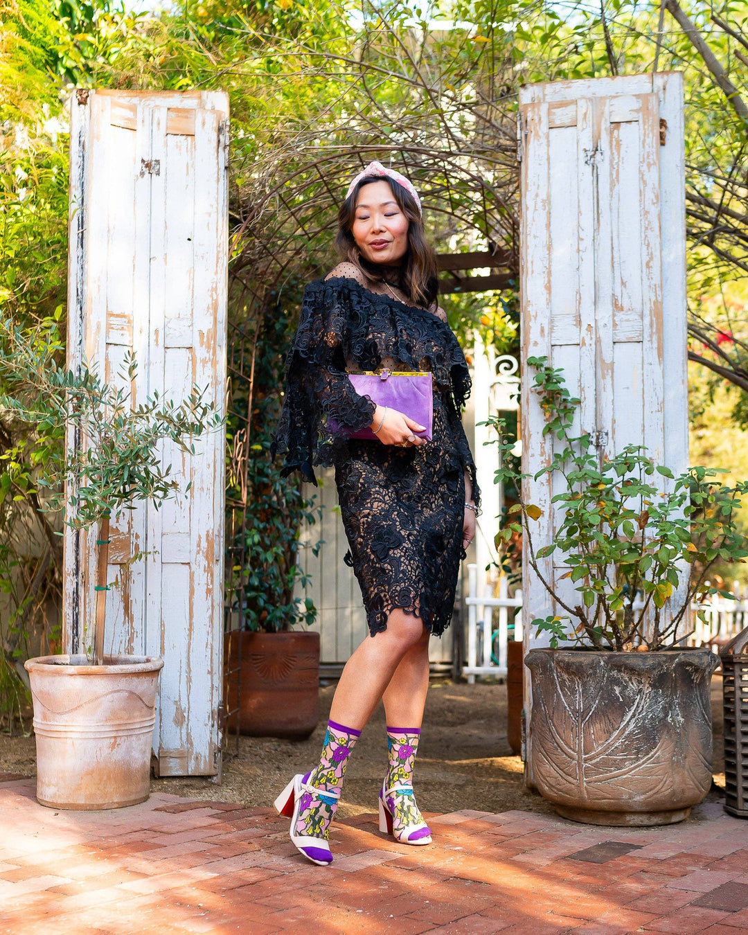 Stain Glass Floral Sheer Sock