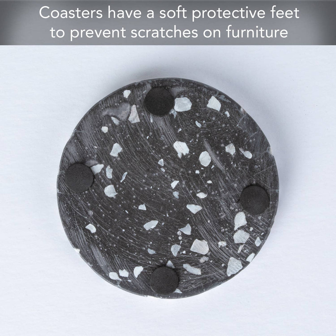 Thirstystone Black Natural Terrazzo Coaster 4pk