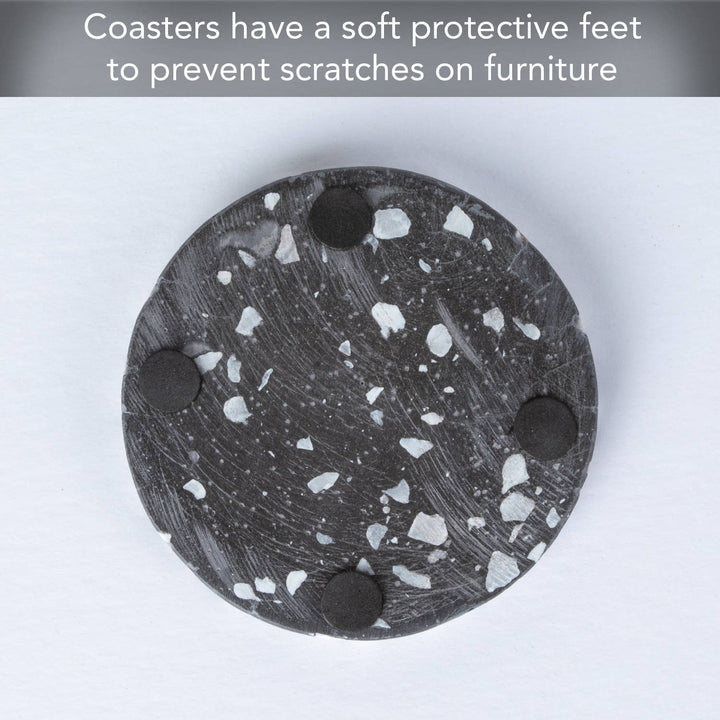 Thirstystone Black Natural Terrazzo Coaster 4pk