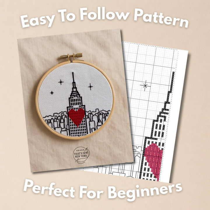Empire State Building Heart Cross Stitch Kit