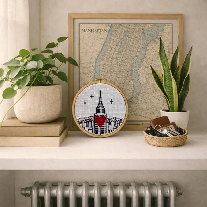 Empire State Building Heart Cross Stitch Kit