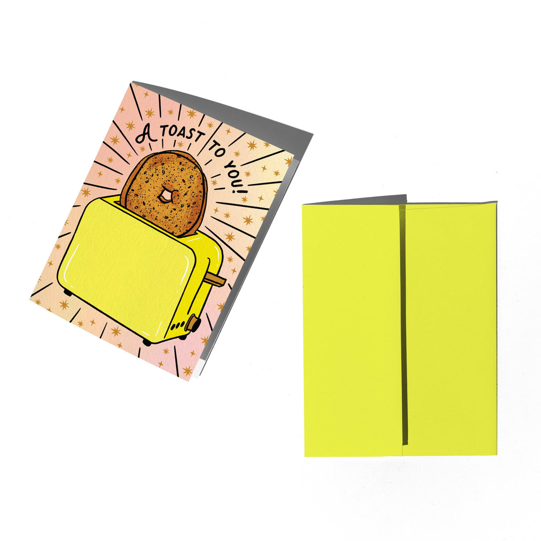 Everything Bagel Toast Congratulations Card: Clear sleeve