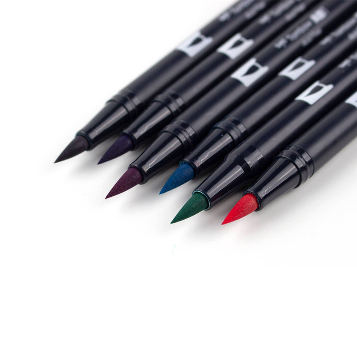 Dual Brush Pen Art Markers Galaxy 6-Pack