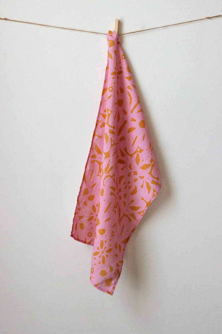 Trellis Tea Towel, pink