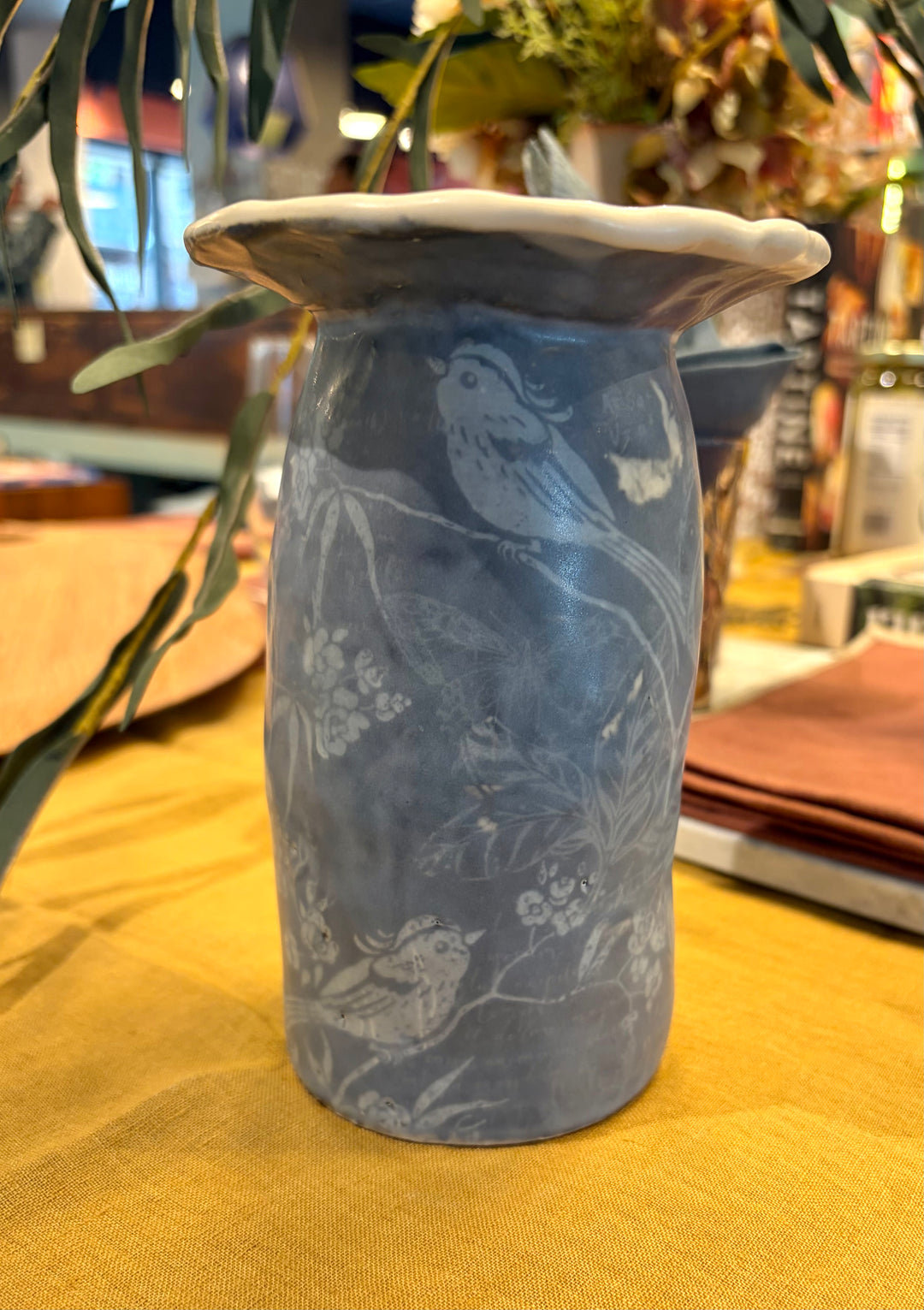 Blue Spring Birds Vase