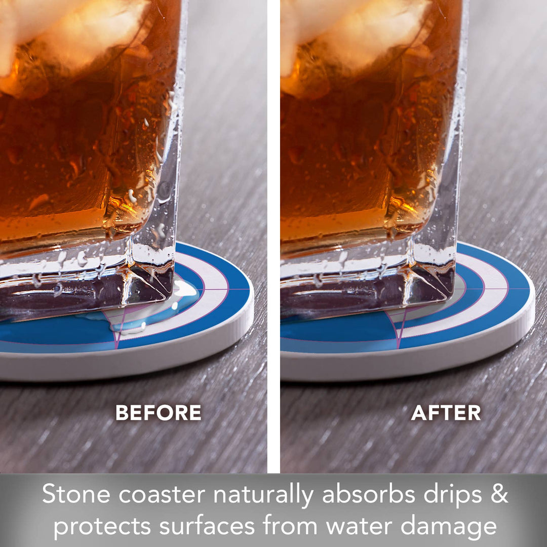 FLW "Hoffman Rug" 4 Pack Round Stone Coasters 4.25"