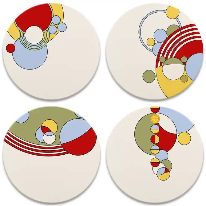 FLW Caberet Dinnerware Patterns 4 Pack Round Stone Coasters