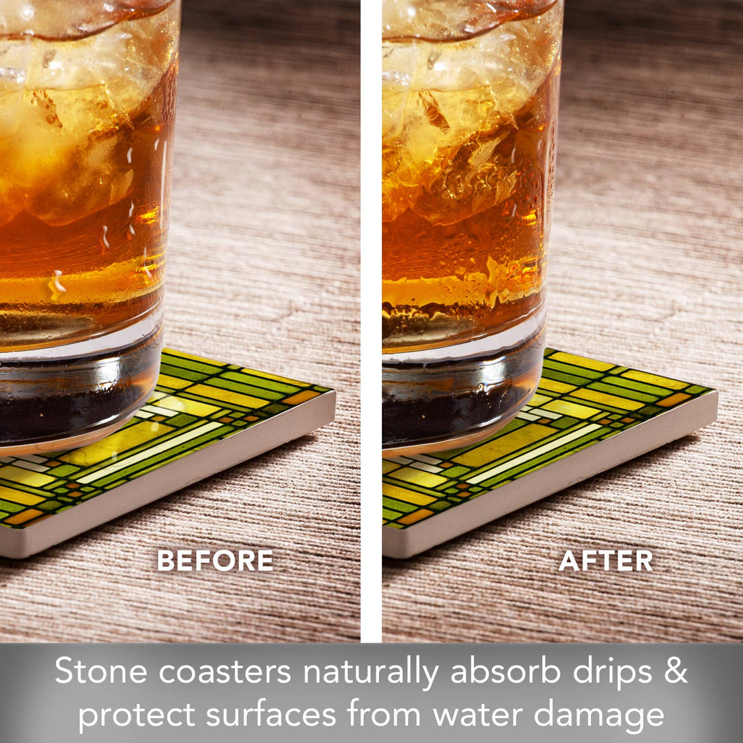 FLW "Art Glass Designs" 4 Pack Assorted Image Coaster Set