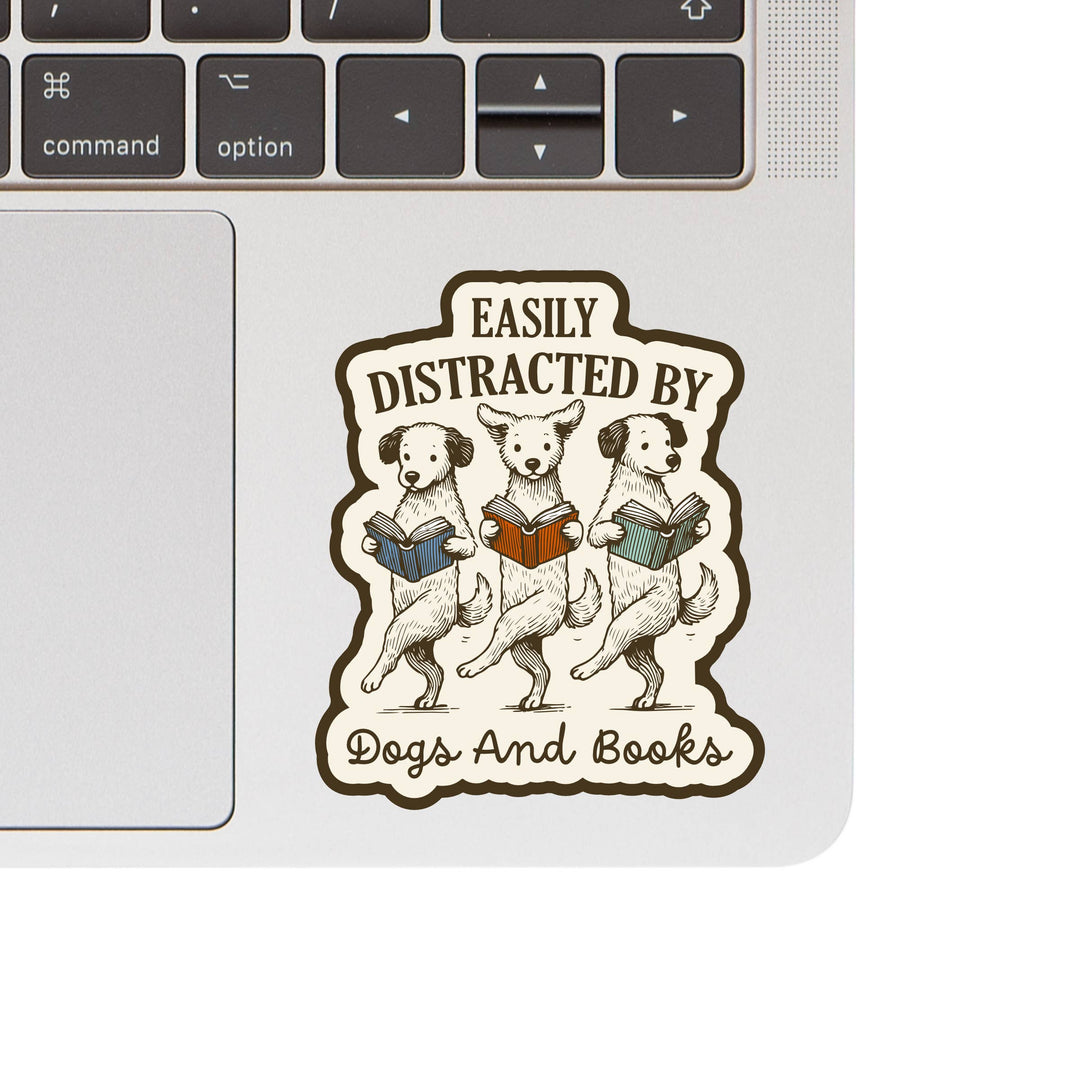 Funny Cute Dog Puppy Book Reading High Quality Vinyl Sticker