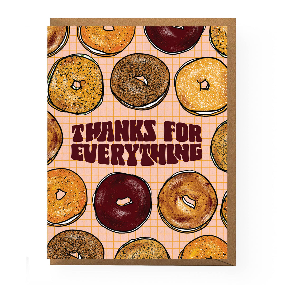 Everything Bagel Thank You Card: Clear sleeve