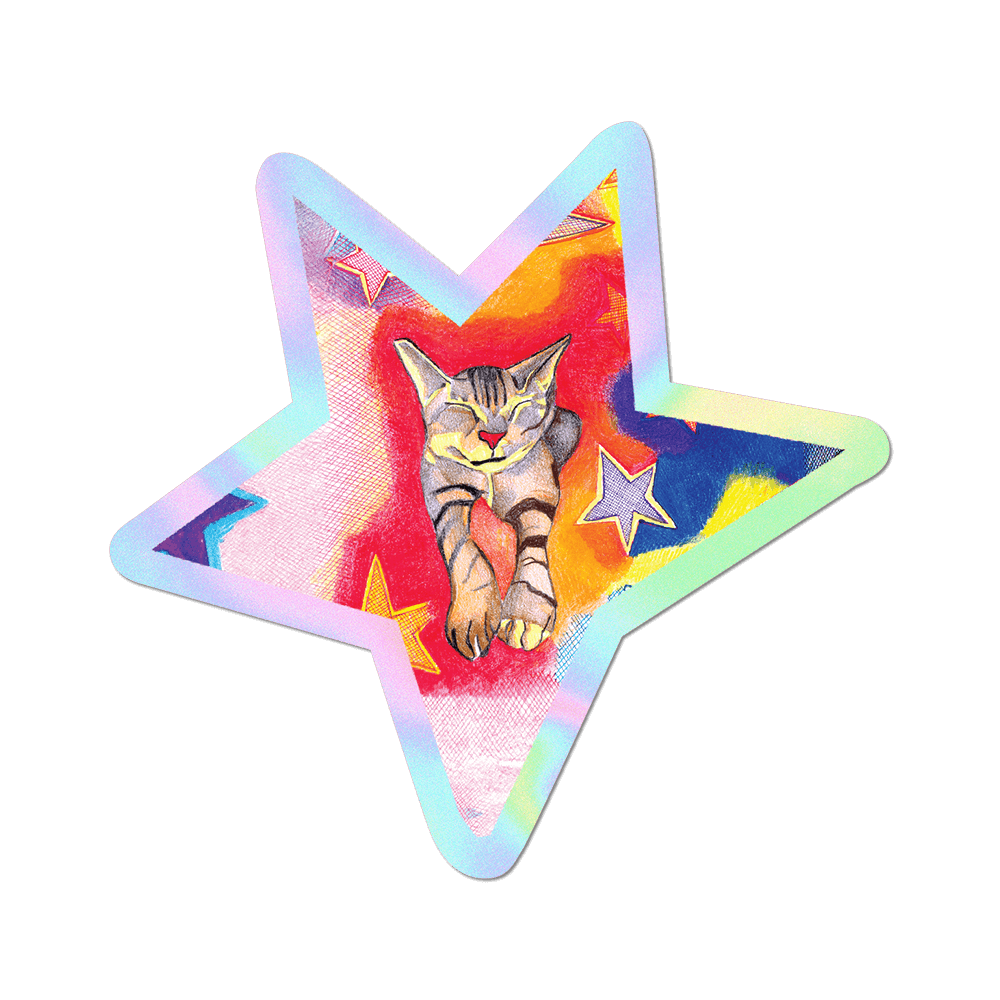 Star Kitty 1 by Keren Cytter (bookish cat) - Die-Cut Sticker