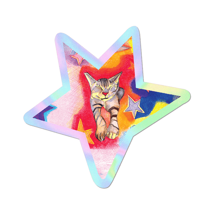 Star Kitty 1 by Keren Cytter (bookish cat) - Die-Cut Sticker
