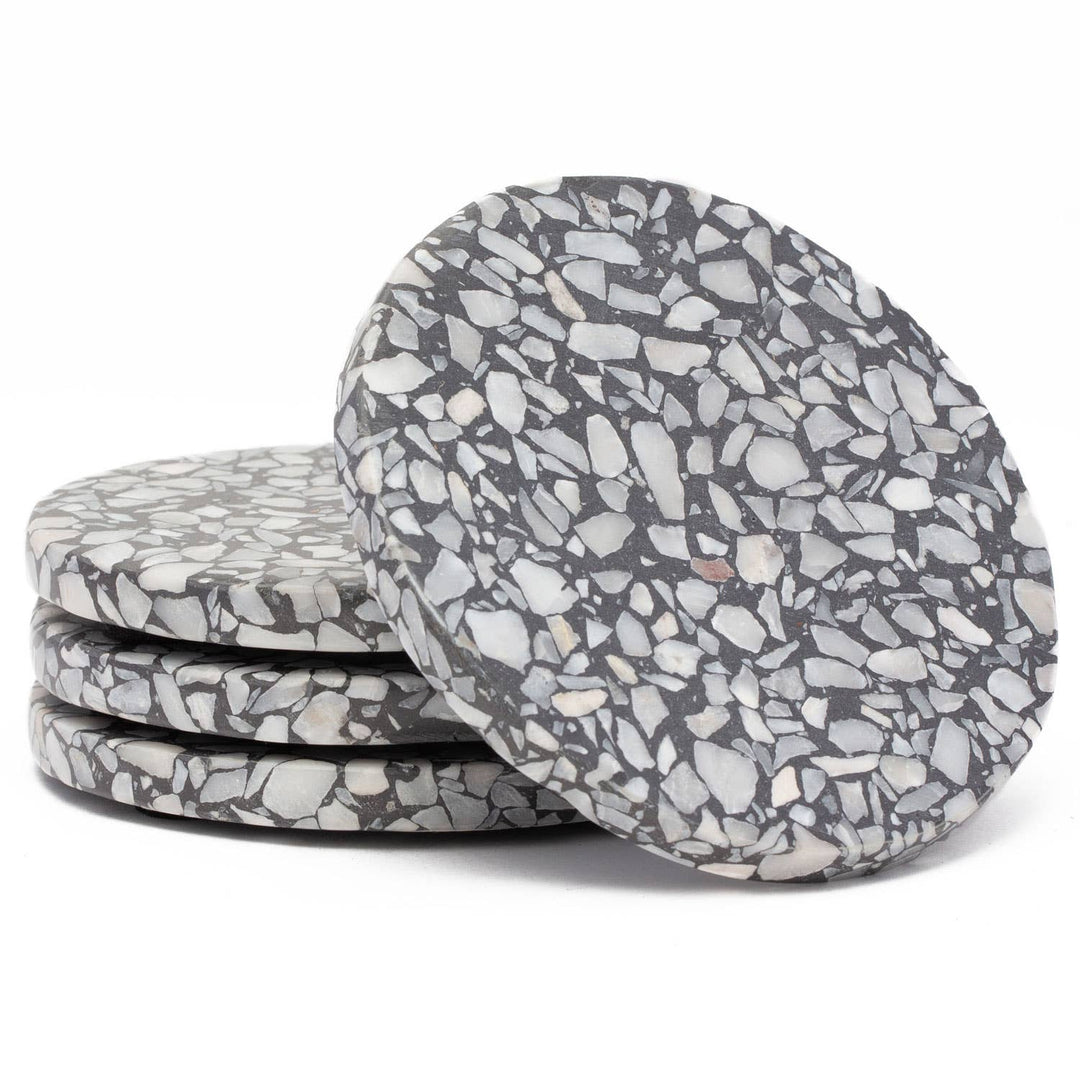 Thirstystone Black Natural Terrazzo Coaster 4pk
