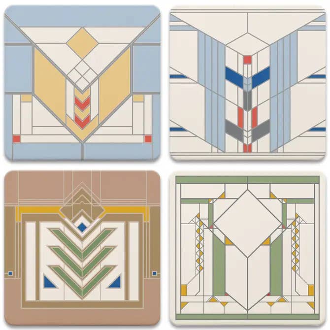 FLW "Chevron Designs " 4 Pack Assorted Image Coasters