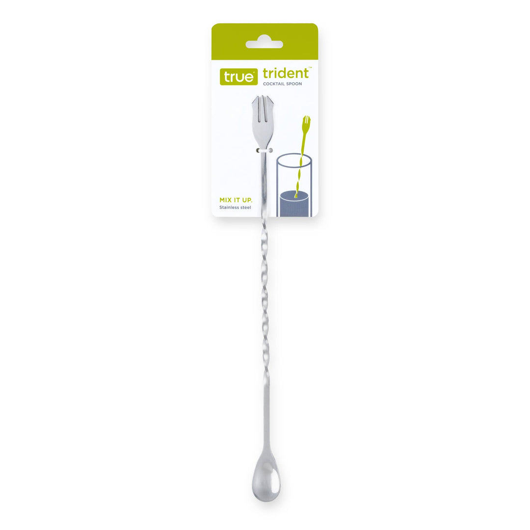 Trident 10.25 inch Stainless Spiral Cocktail Spoon and Fork