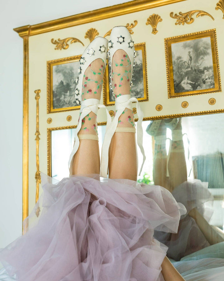 Sheer Rosettes Sock