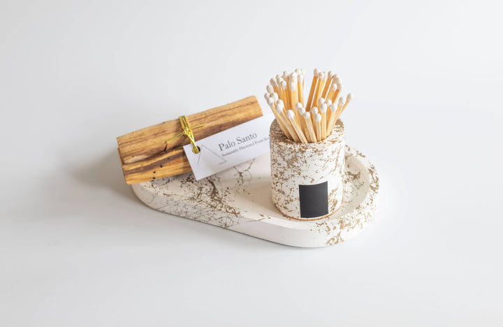 White Cylinder Striker 3 Piece Set w/ Palo Santo