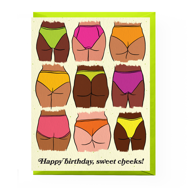 Sweet Cheeks Butt Birthday Card: Clear sleeve