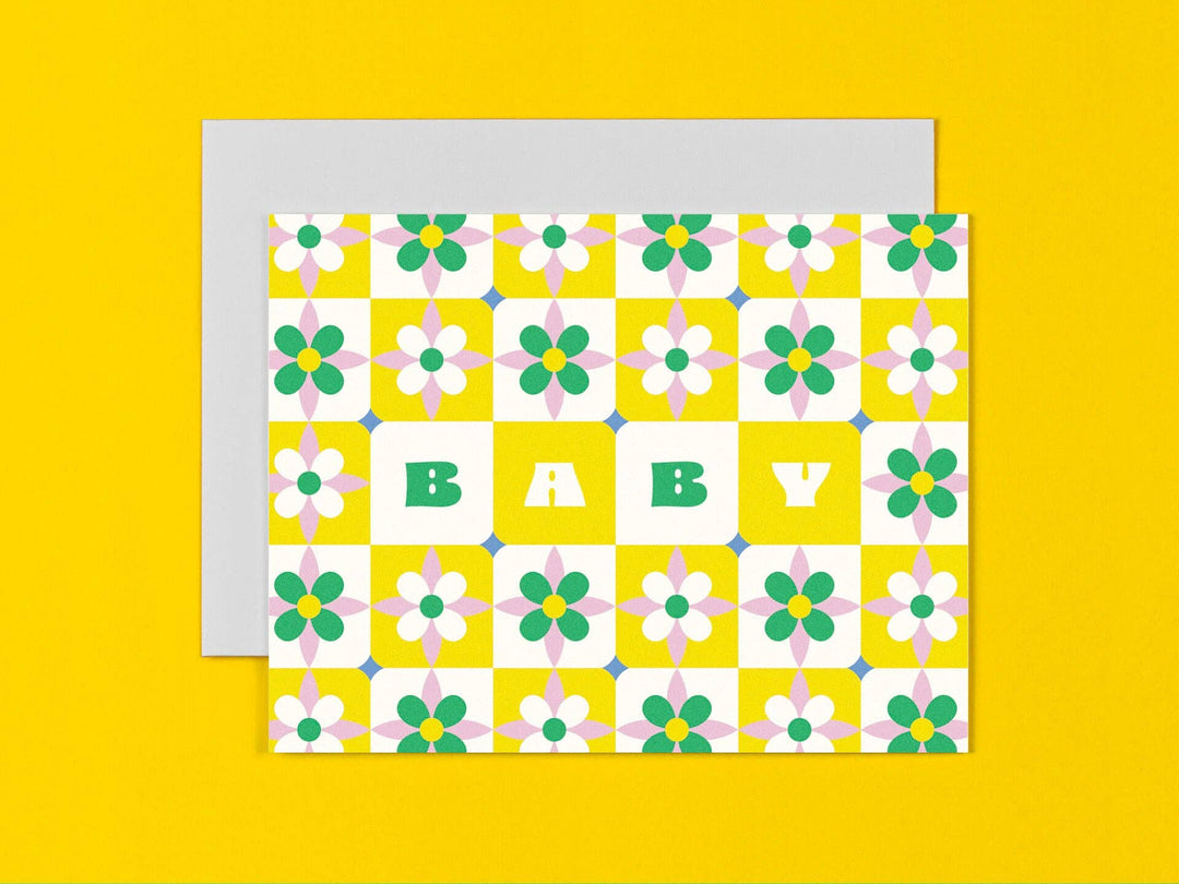 Baby Tiles • Flower Pattern New Baby Card