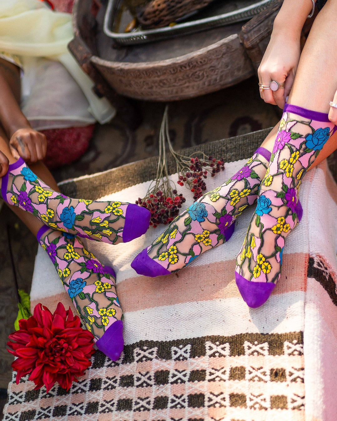 Stain Glass Floral Sheer Sock