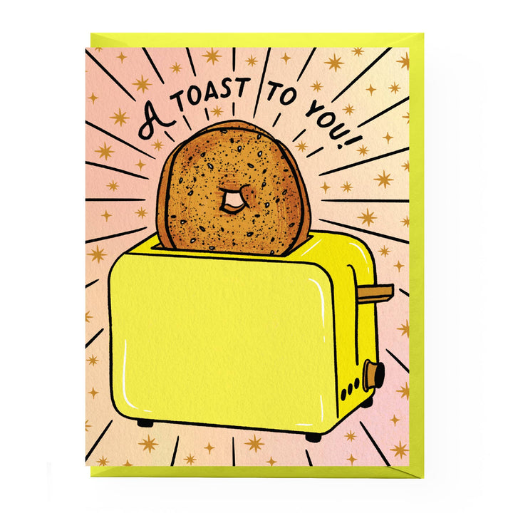 Everything Bagel Toast Congratulations Card: Clear sleeve