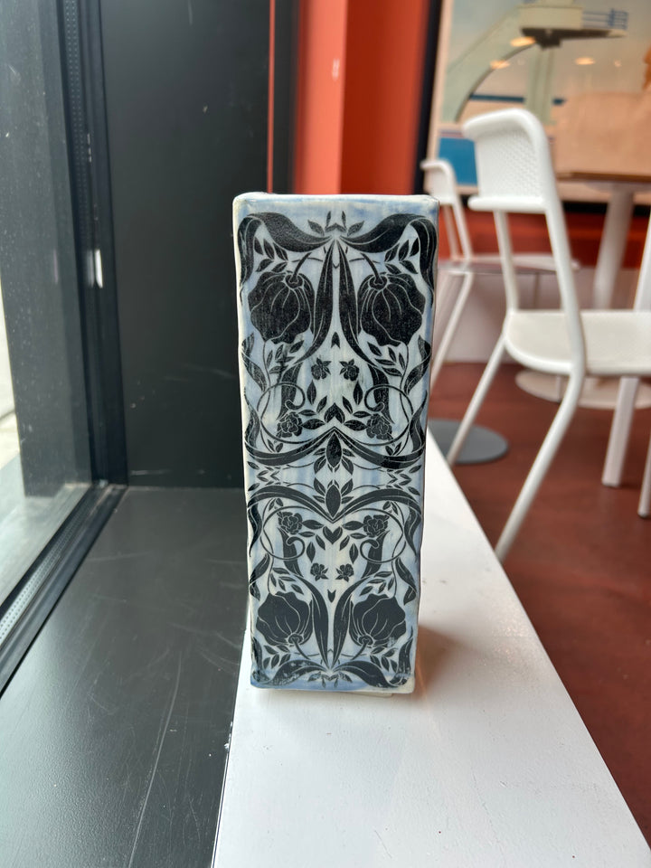 Tall Floral Ceramic Slab Vases