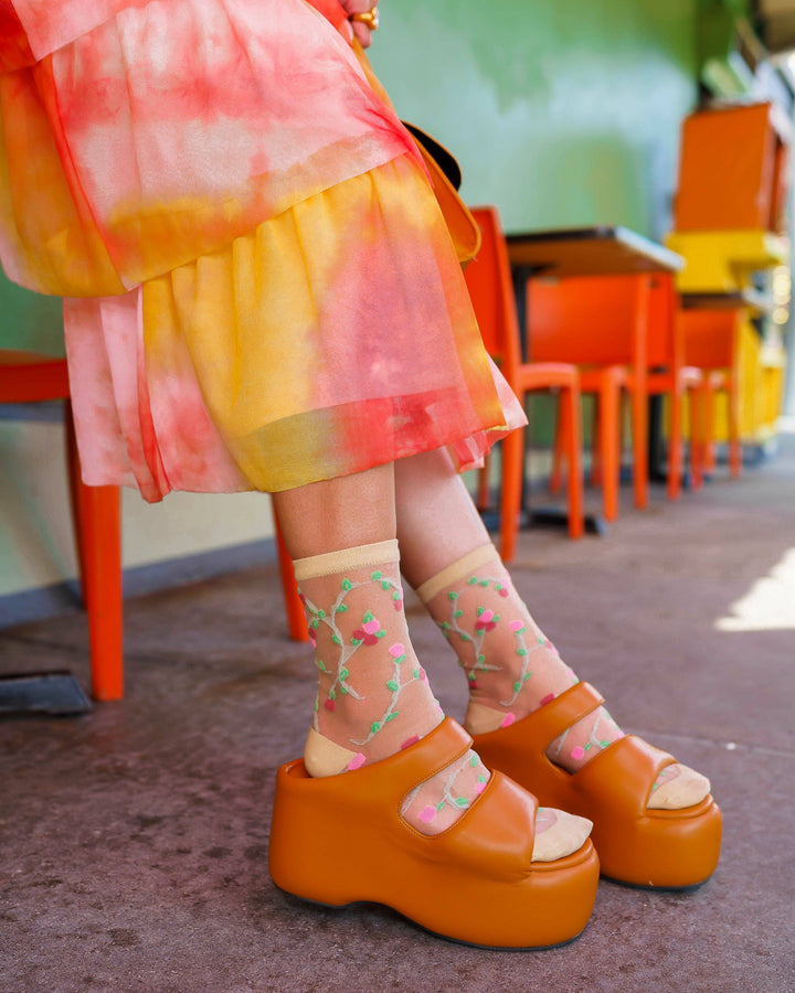 Sheer Rosettes Sock