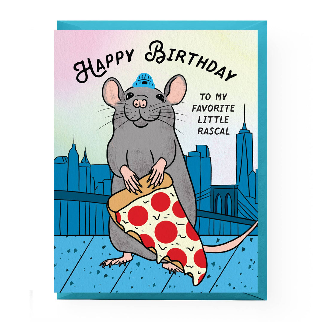 Pizza Rat Birthday Card: Clear sleeve
