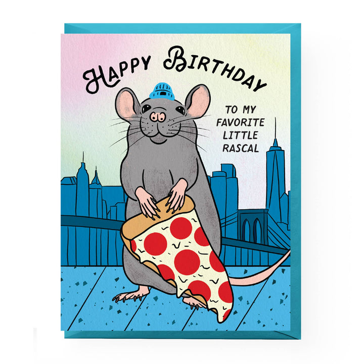 Pizza Rat Birthday Card: Clear sleeve
