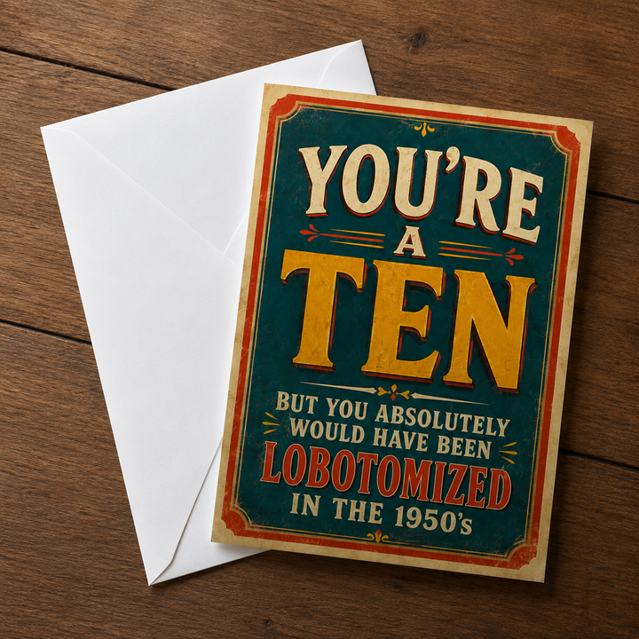 You're a Ten, But Would Have Been Lobotomized Greeting Card