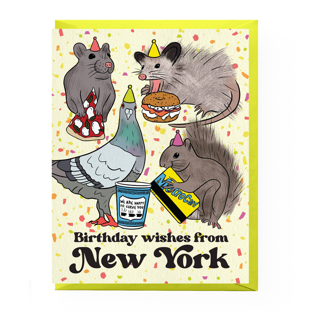 NYC Party Animal Birthday Card: Clear sleeve