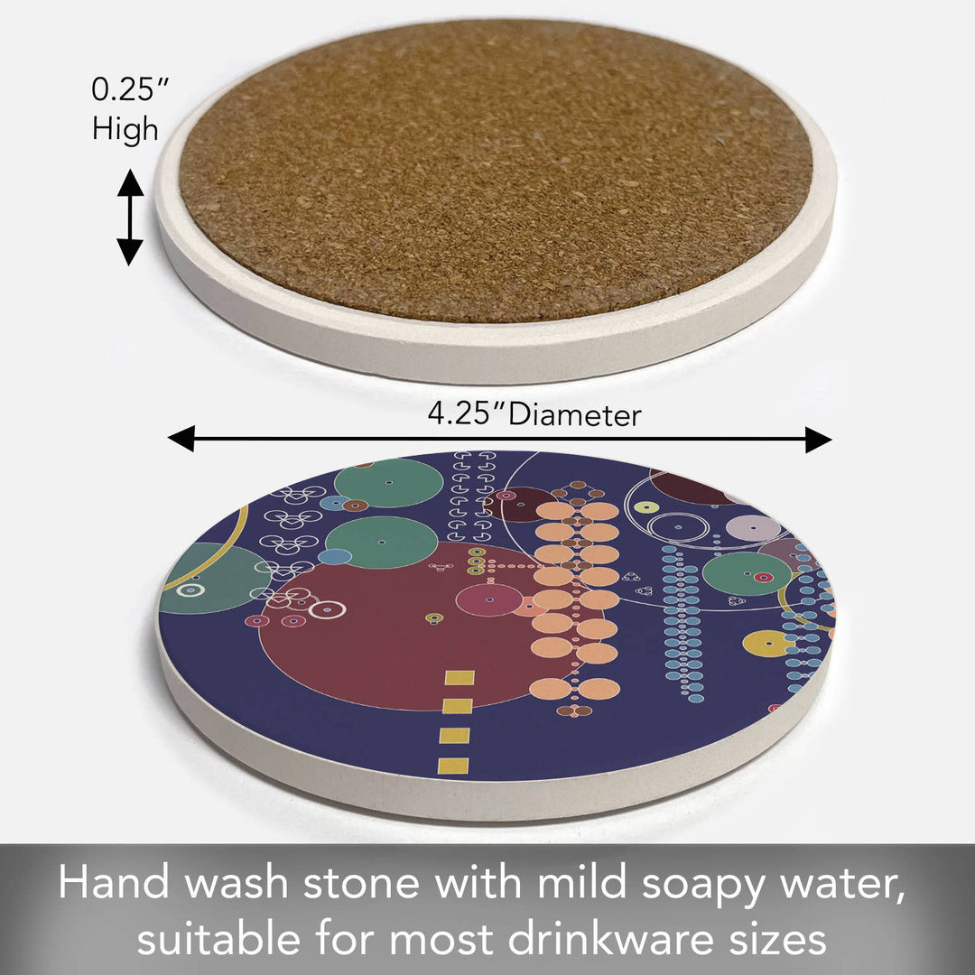 FLW "Midway Mural" 4 Pack Round Stone Coasters 4.25"