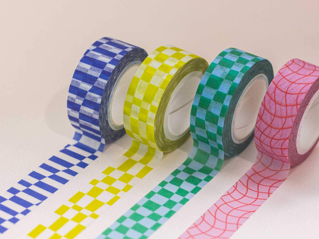 Pink wavy Grid  15mm • Wavy Grid Washi Tape