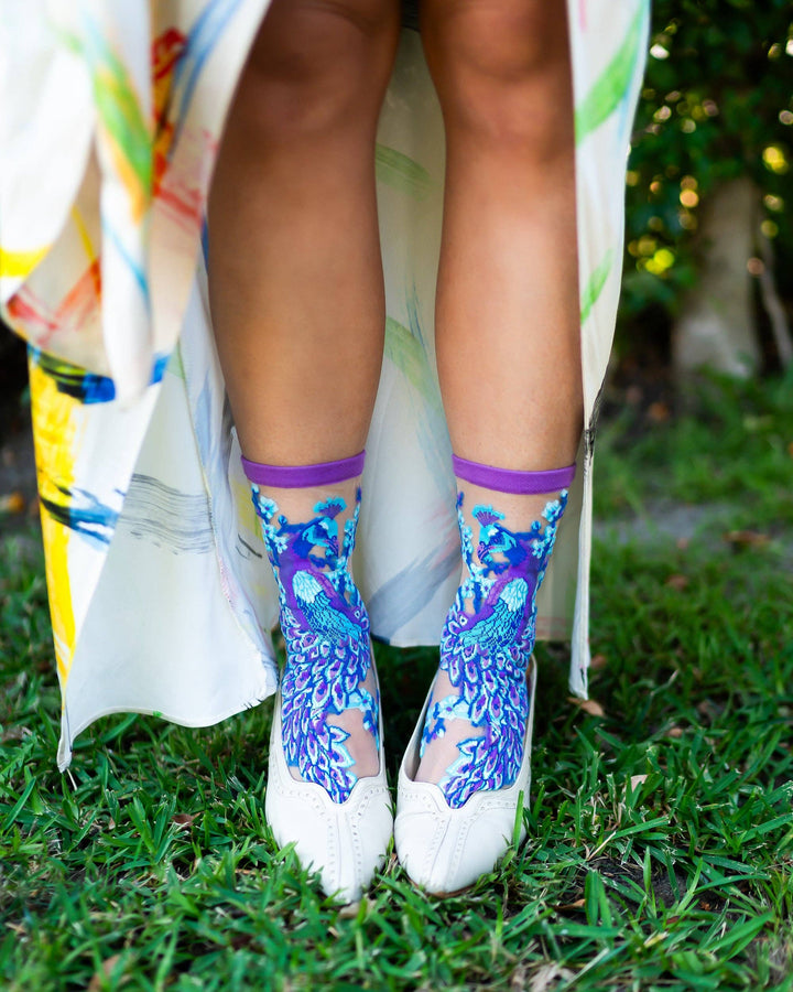 Aquamarine Peacock Sheer Sock