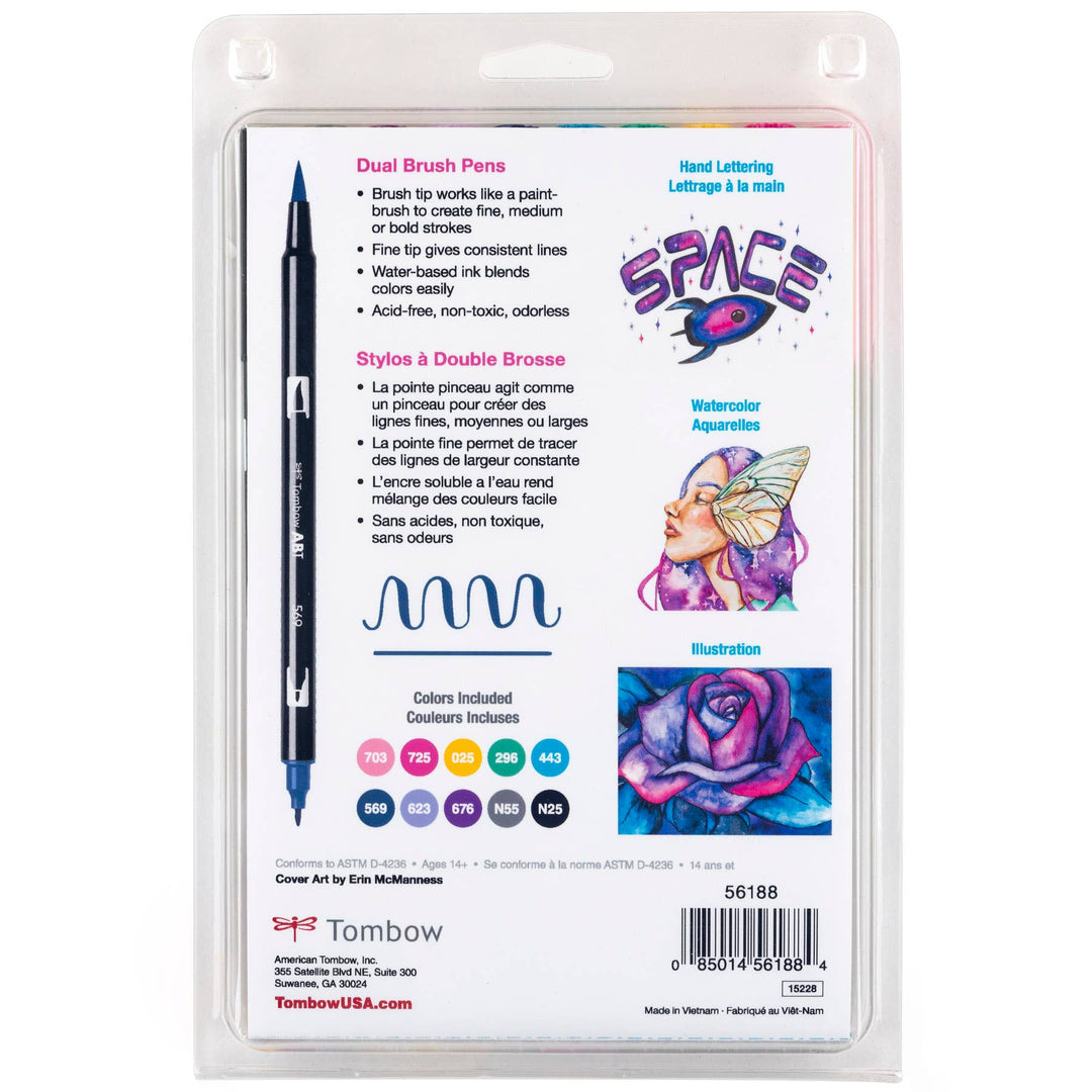 Dual Brush Pen Art Markers: Galaxy 10-Pack