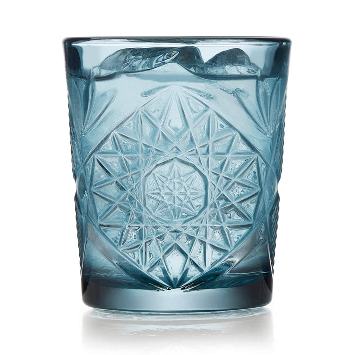 Libbey Hobstar Blue Rocks DOF Glasses, 12oz, Set of 4