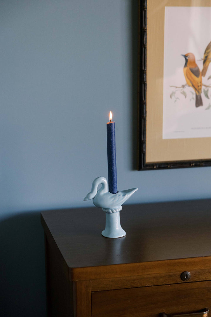 Nordic Swan Candlestick Holder: Blue