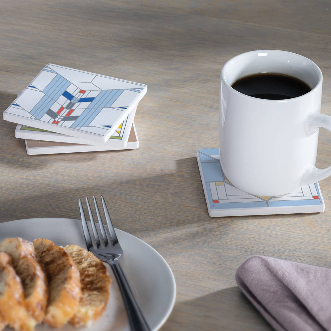 FLW "Chevron Designs " 4 Pack Assorted Image Coasters