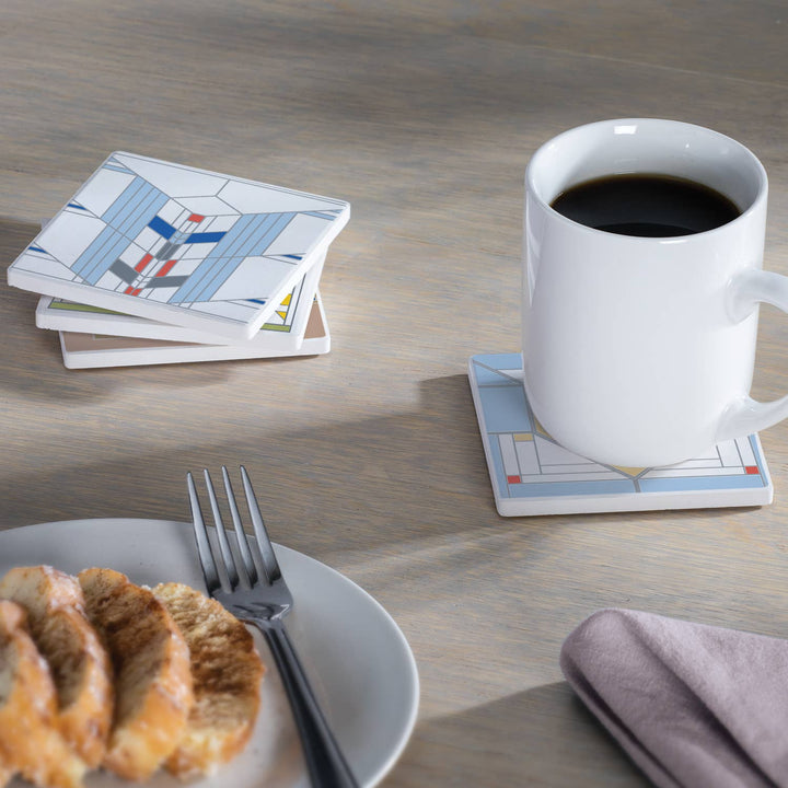 FLW "Chevron Designs " 4 Pack Assorted Image Coasters