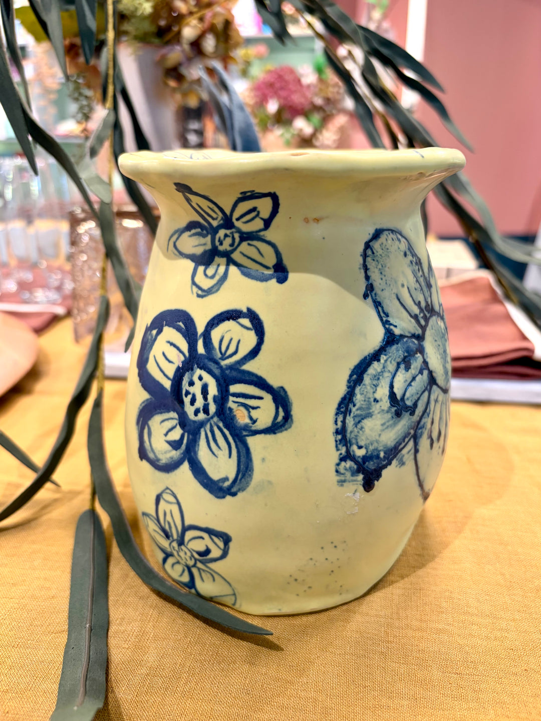 Pastel Yellow Vase Floral Lip